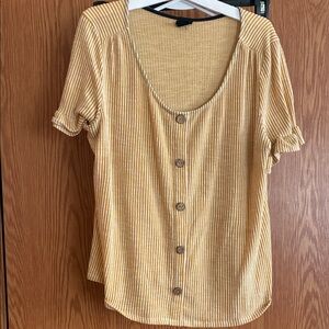 Striped Yellow Button-Up Women's Top